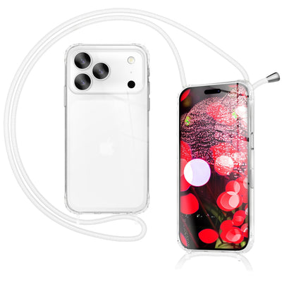 NALIA Handykette für iPhone 17 Pro – Transparentes Hybrid-Case & Band – HANGIT PRO (Anti-Gelb Rückseite & Verstellbar) – Marke aus Berlin Mondweiß NALIA Klare Hüllen