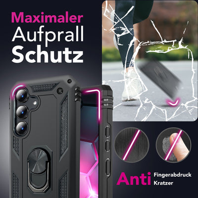 NALIA Panzerhülle für Samsung Galaxy S25 FE – Ring-Ständer 360° & Magnet-Halterung Kompatibel – RINGDEFEND (Stoßfestes Outdoor Case) – Marke aus Berlin Default Title NALIA Outdoor Hülle