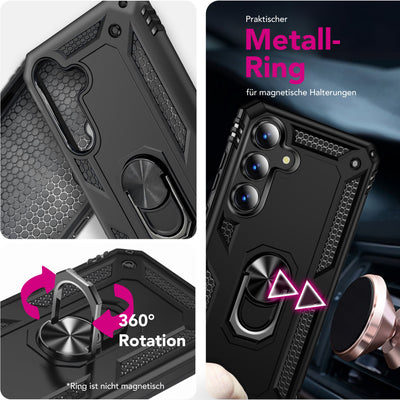 NALIA Panzerhülle für Samsung Galaxy S25 FE – Ring-Ständer 360° & Magnet-Halterung Kompatibel – RINGDEFEND (Stoßfestes Outdoor Case) – Marke aus Berlin Default Title NALIA Outdoor Hülle