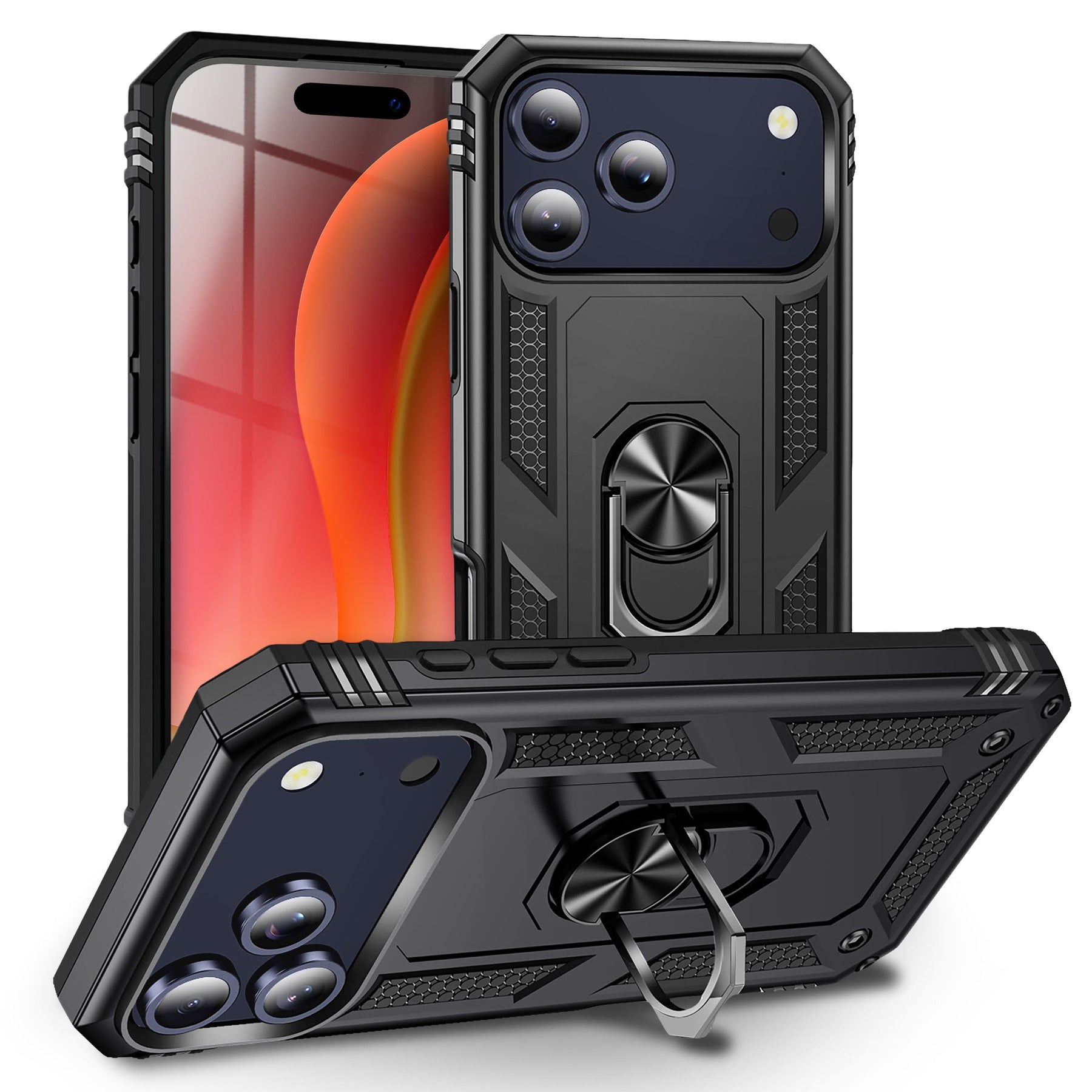NALIA Panzerhülle für iPhone 17 Pro – Ring-Ständer 360° & Magnet-Halterung Kompatibel – RINGDEFEND (Stoßfestes Outdoor Case) – Marke aus Berlin Default Title NALIA Outdoor Hülle
