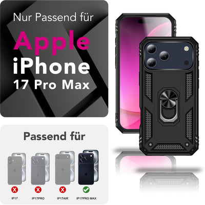 NALIA Panzerhülle für iPhone 17 Pro Max – Ring-Ständer 360° & Magnet-Halterung Kompatibel – RINGDEFEND (Stoßfestes Outdoor Case) – Marke aus Berlin Default Title NALIA Outdoor Hülle