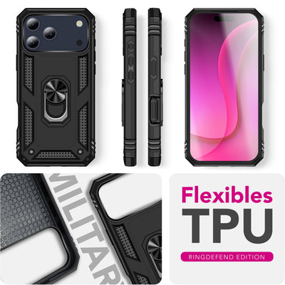 NALIA Panzerhülle für iPhone 17 Pro Max – Ring-Ständer 360° & Magnet-Halterung Kompatibel – RINGDEFEND (Stoßfestes Outdoor Case) – Marke aus Berlin Default Title NALIA Outdoor Hülle
