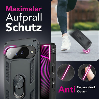 NALIA Panzerhülle für Google Pixel 10 – Ring-Ständer 360° & Magnet-Halterung Kompatibel – RINGDEFEND (Stoßfestes Outdoor Case) – Marke aus Berlin Default Title NALIA Outdoor Hülle