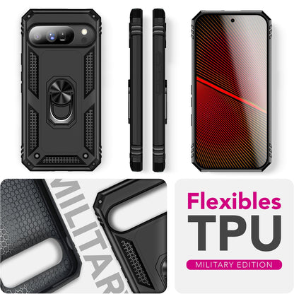 NALIA Hülle RingDefend für Google Pixel 10 Pro (Military-Grade Schutz), Militär Panzerhülle mit 360° Dreh-Ring & Ständer, Schlagfest & Stoßsicher, Outdoor Handy Cover - Schwarz Default Title NALIA Outdoor Hülle