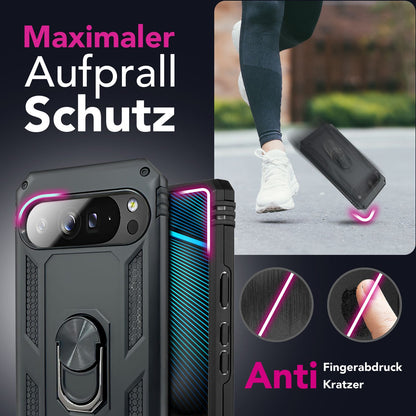 NALIA Hülle RingDefend für Google Pixel 10 Pro XL (Military-Grade Schutz), Panzerhülle mit 360° Dreh-Ring & Kickstand, Stoßfest & Schlagresistent, Outdoor Handyhülle - Schwarz Default Title NALIA Outdoor Hülle