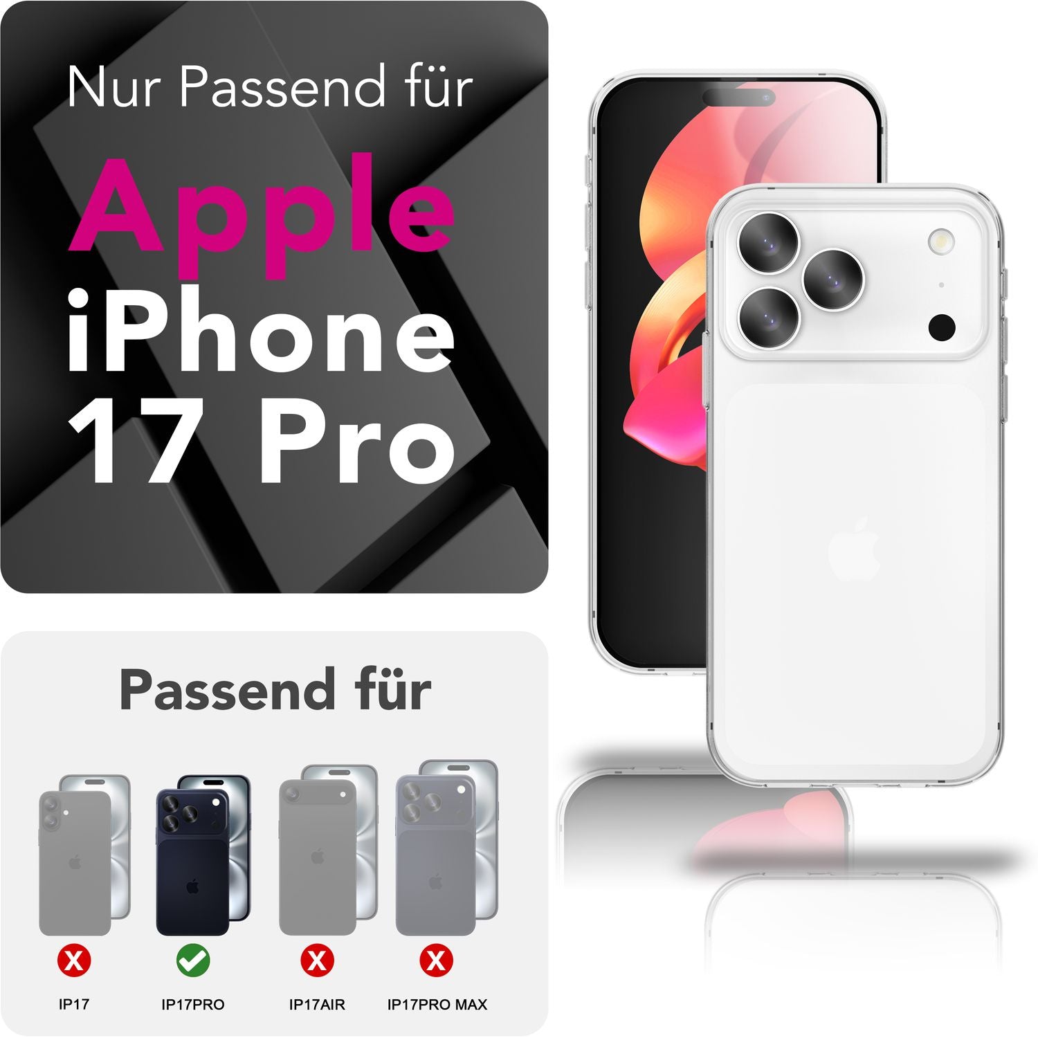 NALIA Hülle 360Guard für Apple iPhone 17 Pro (360° Rundumschutz) - Hochtransparente Handyhülle für Komplettschutz, Harte Rückschale & Frontfolie, Klar & Anti-Gelb, Touch-kompatibel