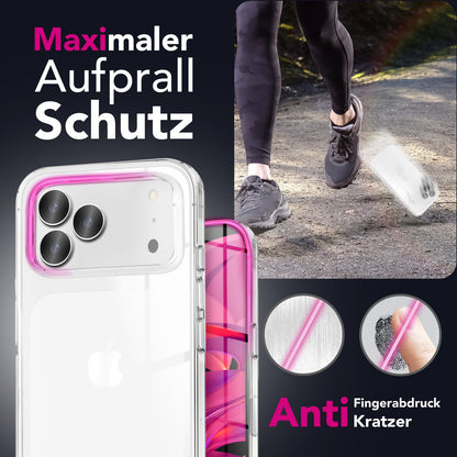 NALIA 360Guard passend für Apple iPhone 17 Pro Max Hülle (360° Rundumschutz) - Klare Full-Body Handyhülle, Kratzfeste PC-Rückseite & gehärtete Displayfolie, Transparent & Anti-Gelb