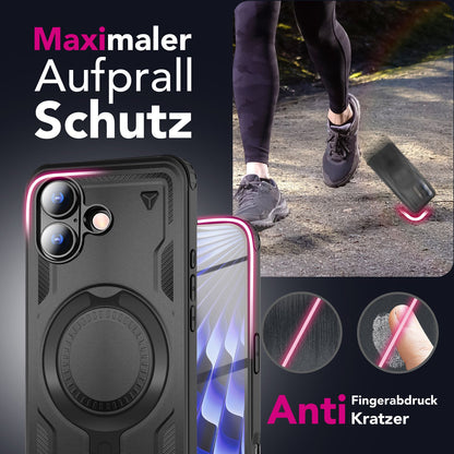 NALIA MagSafe Hülle Stormguard für Apple iPhone 17 (Unzerstörbare Panzerhülle) - Stoßfeste Outdoor Schutzhülle mit 360° Ring Ständer, Armor Case, Fallschutz Cover - Vulkanschwarz Default Title NALIA Outdoor Hülle