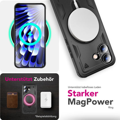 NALIA MagSafe Hülle Stormguard für Apple iPhone 17 (Unzerstörbare Panzerhülle) - Stoßfeste Outdoor Schutzhülle mit 360° Ring Ständer, Armor Case, Fallschutz Cover - Vulkanschwarz Default Title NALIA Outdoor Hülle