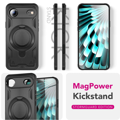 NALIA MagSafe Hülle Stormguard für Apple iPhone 17 Air (Unzerstörbare Panzerhülle), Schlagfester Aufprallschutz, Military Hardcase mit 360° Dreh-Ring, Outdoor Cover - Vulkanschwarz Default Title NALIA Outdoor Hülle