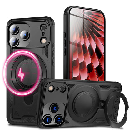 NALIA MagSafe Hülle Stormguard für Apple iPhone 17 Pro (Unzerstörbare Panzerhülle), Verstärkter Fallschutz, Militärisches Hardcase mit 360° Dreh-Ring, Armor Cover - Vulkanschwarz Default Title NALIA Outdoor Hülle