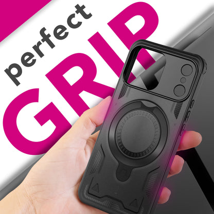 NALIA MagSafe Hülle Stormguard für Apple iPhone 17 Pro (Unzerstörbare Panzerhülle), Verstärkter Fallschutz, Militärisches Hardcase mit 360° Dreh-Ring, Armor Cover - Vulkanschwarz Default Title NALIA Outdoor Hülle