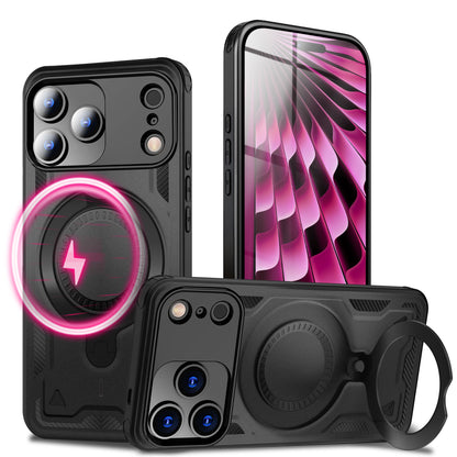 NALIA MagSafe Hülle Stormguard für Apple iPhone 17 Pro Max (Unzerstörbare Panzerhülle), Stoßfestes Armor Hardcase mit 360° Ring-Halter, Outdoor Militär Schutzhülle - Vulkanschwarz Default Title NALIA Outdoor Hülle