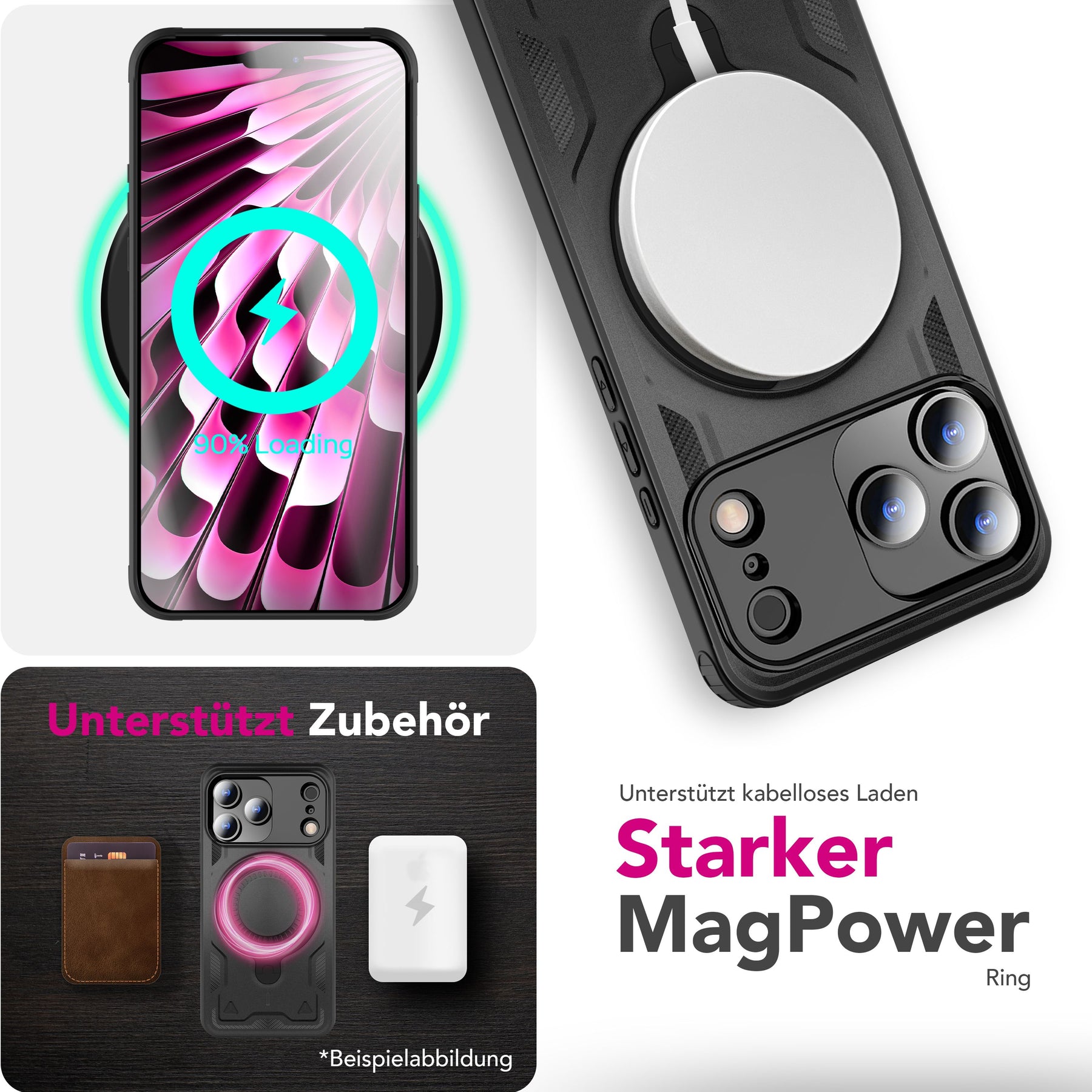 NALIA Magnetische Panzerhülle für iPhone 17 Pro Max – Ring-Halterung 360° & MagSafe kompatibel – STORMGUARD (Outdoor Case) – Marke aus Berlin Default Title NALIA Outdoor Hülle