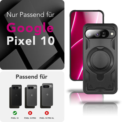 NALIA Magnetische Panzerhülle für Google Pixel 10 – Ring-Halterung 360° & MagSafe kompatibel – STORMGUARD (Outdoor Case) – Marke aus Berlin Vulkanschwarz NALIA Outdoor Hülle