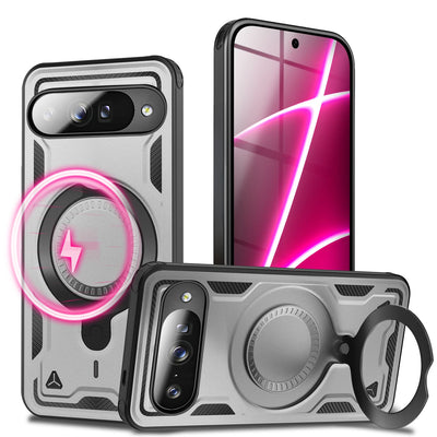 NALIA Magnetische Panzerhülle für Google Pixel 10 – Ring-Halterung 360° & MagSafe kompatibel – STORMGUARD (Outdoor Case) – Marke aus Berlin Sturmsilber NALIA Outdoor Hülle