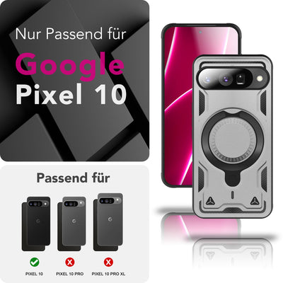 NALIA Magnetische Panzerhülle für Google Pixel 10 – Ring-Halterung 360° & MagSafe kompatibel – STORMGUARD (Outdoor Case) – Marke aus Berlin Sturmsilber NALIA Outdoor Hülle