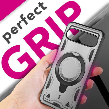 NALIA Hülle Stormguard für Google Pixel 10 Pro (Unzerstörbare Panzerhülle mit MagSafe), Schlagfeste Schutzhülle im Military Look, 360° Ring Ständer, Outdoor Cover Sturmsilber NALIA Outdoor Hülle