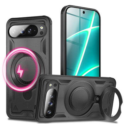 NALIA Magnetische Panzerhülle für Google Pixel 10 Pro XL – Ring-Halterung 360° & MagSafe kompatibel – STORMGUARD (Outdoor Case) – Marke aus Berlin Vulkanschwarz NALIA Outdoor Hülle