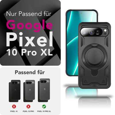 NALIA Magnetische Panzerhülle für Google Pixel 10 Pro XL – Ring-Halterung 360° & MagSafe kompatibel – STORMGUARD (Outdoor Case) – Marke aus Berlin Vulkanschwarz NALIA Outdoor Hülle