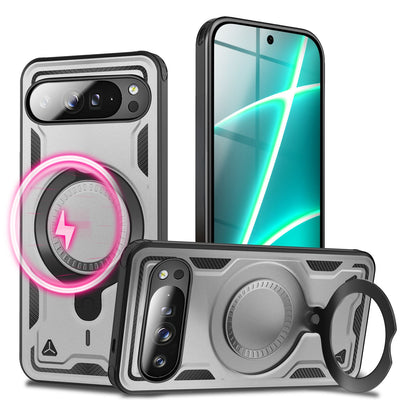 NALIA Magnetische Panzerhülle für Google Pixel 10 Pro XL – Ring-Halterung 360° & MagSafe kompatibel – STORMGUARD (Outdoor Case) – Marke aus Berlin Sturmsilber NALIA Outdoor Hülle