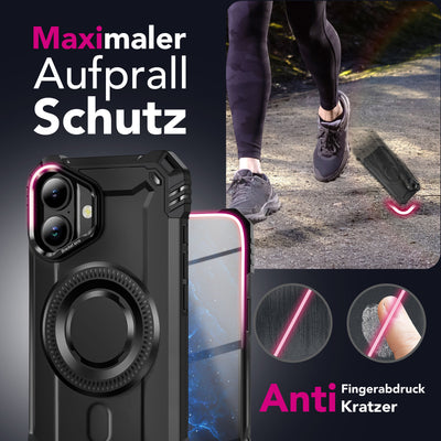 NALIA Magnetische Panzerhülle für iPhone 17 – MagSafe kompatibel & Kamera-Stand – GRANITE (Outdoor Schutzhülle Stoßfest) – Marke aus Berlin Default Title NALIA Outdoor Hülle
