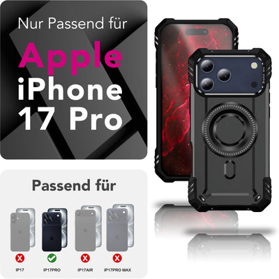 NALIA Magnetische Panzerhülle für iPhone 17 Pro – MagSafe kompatibel & Kamera-Stand – GRANITE (Outdoor Schutzhülle Stoßfest) – Marke aus Berlin Sturmgrau NALIA Outdoor Hülle