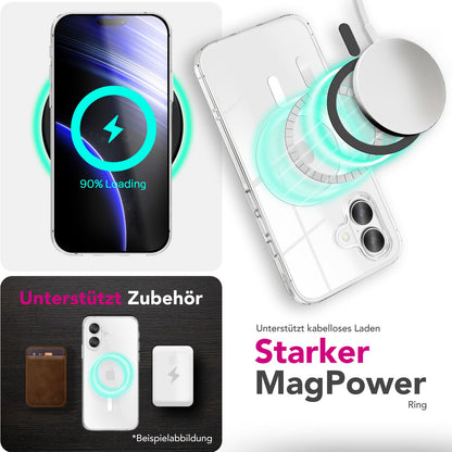NALIA MagSafe Hülle Lumex für Apple iPhone 17 (Kristallklar mit MagPower) - Transparentes Hardcase mit TPU-Rahmen & Magnet-Ring, Stoßfest, Anti-Gelb, Klar, Passgenau & Robust Default Title NALIA Klare Hüllen