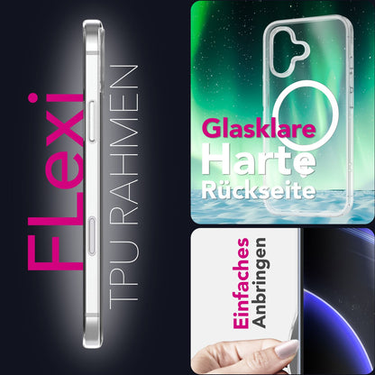 NALIA MagSafe Hülle Lumex für Apple iPhone 17 (Kristallklar mit MagPower) - Transparentes Hardcase mit TPU-Rahmen & Magnet-Ring, Stoßfest, Anti-Gelb, Klar, Passgenau & Robust Default Title NALIA Klare Hüllen