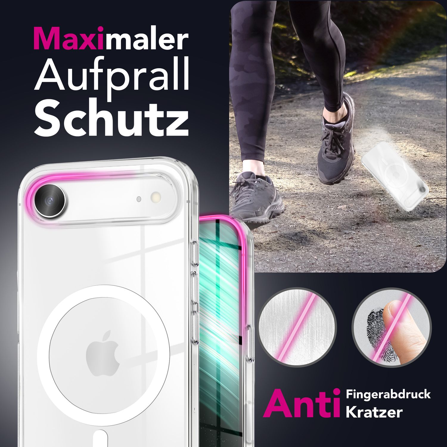 NALIA MagSafe Hülle Lumex für Apple iPhone 17 Air (Kristallklar mit MagPower) - Schlanke Schutzhülle mit Magnet-Ring, Transparentes PC-Cover & TPU-Rand, Anti-Gelb, Crystal Case Default Title NALIA Klare Hüllen