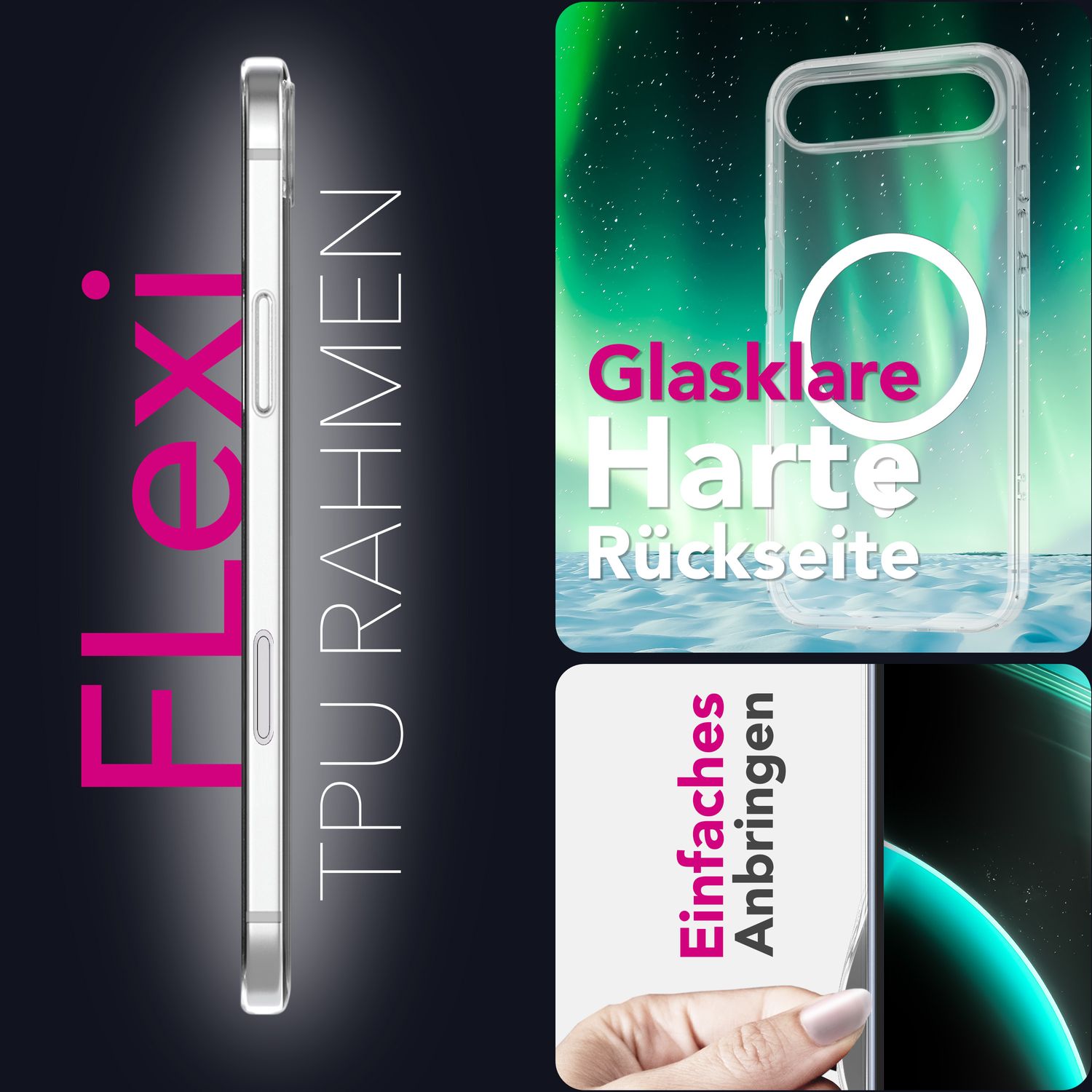 NALIA MagSafe Hülle Lumex für Apple iPhone 17 Air (Kristallklar mit MagPower) - Schlanke Schutzhülle mit Magnet-Ring, Transparentes PC-Cover & TPU-Rand, Anti-Gelb, Crystal Case Default Title NALIA Klare Hüllen