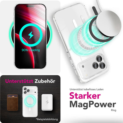 NALIA MagSafe Hülle Lumex für Apple iPhone 17 Pro (Kristallklar mit MagPower) - Durchsichtiges Hardcover mit Magnet-Ring, Transparentes PC-Case & TPU-Rahmen, Kratzfest, Stoßsicher