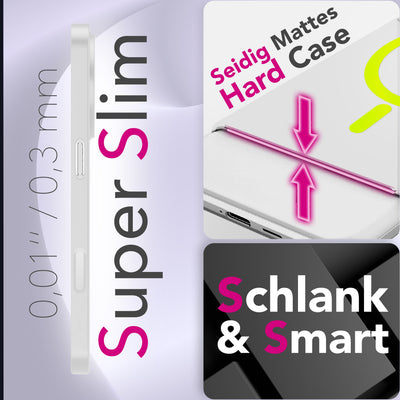 NALIA Ultra Slim Hardcase für iPhone 17 – MagSafe Kompatibel & Nachleuchtender Ring – THINIX GLOW (Matt-Transparent & 0,3mm Dünn) – Marke aus Berlin Neon Gelb Transparent NALIA SlimFit Hüllen
