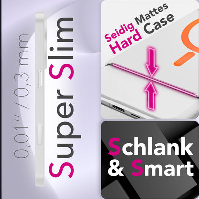 NALIA Ultra Slim Hardcase für iPhone 17 – MagSafe Kompatibel & Nachleuchtender Ring – THINIX GLOW (Matt-Transparent & 0,3mm Dünn) – Marke aus Berlin Neon Orange Transparent NALIA SlimFit Hüllen