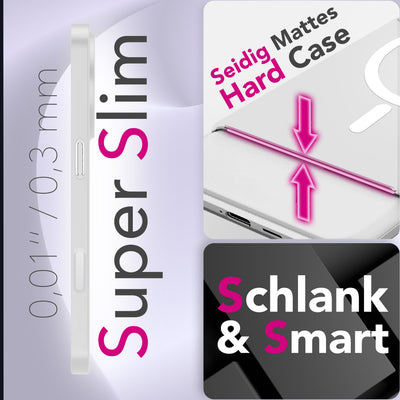 NALIA Ultra Slim Hardcase für iPhone 17 – MagSafe Kompatibel & Nachleuchtender Ring – THINIX GLOW (Matt-Transparent & 0,3mm Dünn) – Marke aus Berlin Neon Weiß Transparent NALIA SlimFit Hüllen