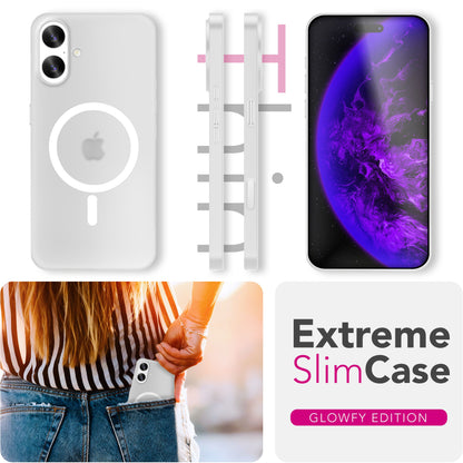 NALIA MagSafe Hülle Thinix Glow für Apple iPhone 17 (Extrem Dünn mit Leucht-Ring) - 0,3mm Ultra-Slim Hardcase, Glow Magnetring, Semi-Transparent & Mattiert