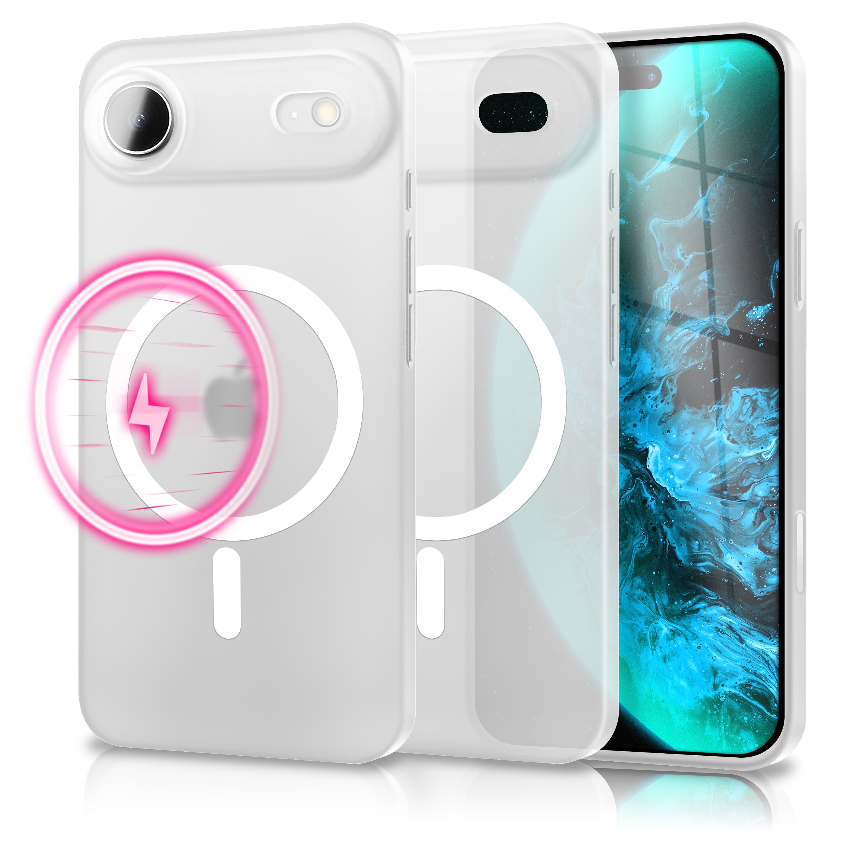 NALIA MagSafe Hülle Thinix Glow für Apple iPhone 17 Air (Extrem Dünn mit Leucht-Ring) - 0,3mm Ultra-Slim Hardcover, Leuchtet im Dunkeln, Durchsichtig & Matt