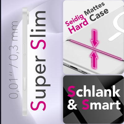 NALIA Ultra Slim Hardcase für iPhone 17 Air – MagSafe Kompatibel & Nachleuchtender Ring – THINIX GLOW (Matt-Transparent & 0,3mm Dünn) – Marke aus Berlin Neon Weiß Transparent NALIA SlimFit Hüllen