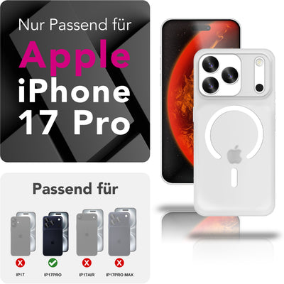 NALIA Ultra Slim Hardcase für iPhone 17 Pro – MagSafe Kompatibel & Nachleuchtender Ring – THINIX GLOW (Matt-Transparent & 0,3mm Dünn) – Marke aus Berlin Neon Weiß Transparent NALIA SlimFit Hüllen