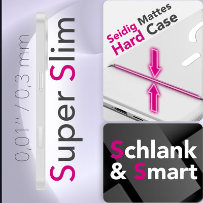 NALIA Ultra Slim Hardcase für iPhone 17 Pro – MagSafe Kompatibel & Nachleuchtender Ring – THINIX GLOW (Matt-Transparent & 0,3mm Dünn) – Marke aus Berlin Neon Weiß Transparent NALIA SlimFit Hüllen