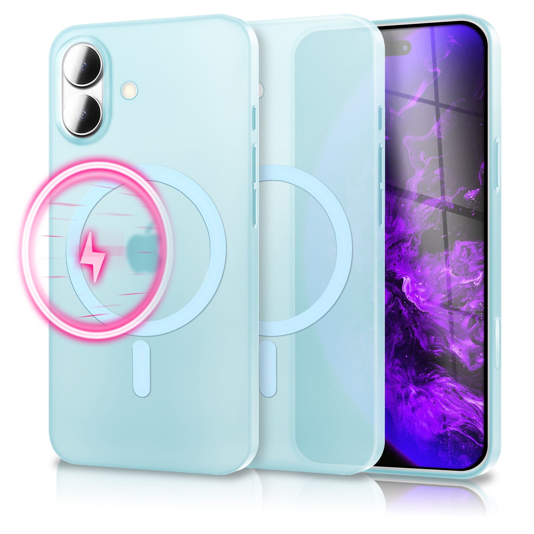 NALIA Ultra-Slim Hardcase für iPhone 17 – MagSafe kompatibel & 0.3mm Dünn – THINIX (Matte Semi-Transparente Hülle) – Marke aus Berlin Blau Transparent NALIA SlimFit Hüllen