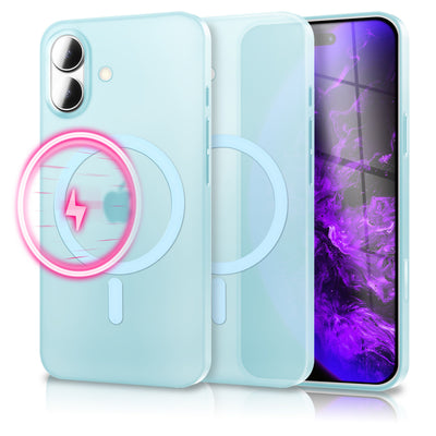 NALIA Ultra-Slim Hardcase für iPhone 17 – MagSafe kompatibel & 0.3mm Dünn – THINIX (Matte Semi-Transparente Hülle) – Marke aus Berlin Blau Transparent NALIA SlimFit Hüllen