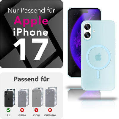NALIA Ultra-Slim Hardcase für iPhone 17 – MagSafe kompatibel & 0.3mm Dünn – THINIX (Matte Semi-Transparente Hülle) – Marke aus Berlin Blau Transparent NALIA SlimFit Hüllen