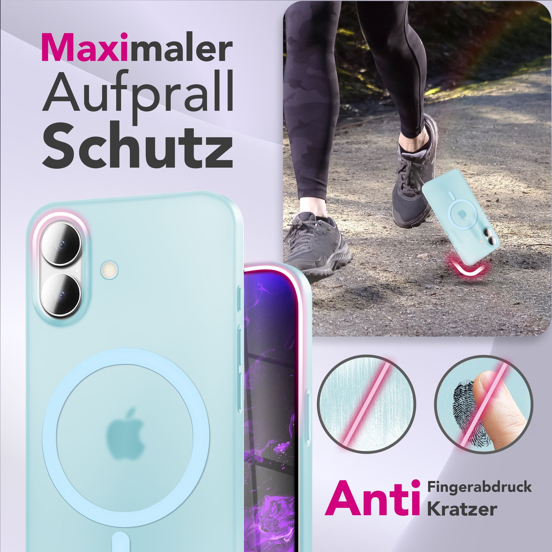 NALIA Ultra-Slim Hardcase für iPhone 17 – MagSafe kompatibel & 0.3mm Dünn – THINIX (Matte Semi-Transparente Hülle) – Marke aus Berlin Blau Transparent NALIA SlimFit Hüllen