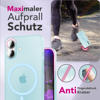 NALIA Ultra-Slim Hardcase für iPhone 17 – MagSafe kompatibel & 0.3mm Dünn – THINIX (Matte Semi-Transparente Hülle) – Marke aus Berlin Blau Transparent NALIA SlimFit Hüllen