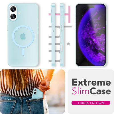 NALIA Ultra-Slim Hardcase für iPhone 17 – MagSafe kompatibel & 0.3mm Dünn – THINIX (Matte Semi-Transparente Hülle) – Marke aus Berlin Blau Transparent NALIA SlimFit Hüllen