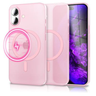 NALIA Ultra-Slim Hardcase für iPhone 17 – MagSafe kompatibel & 0.3mm Dünn – THINIX (Matte Semi-Transparente Hülle) – Marke aus Berlin Rosa Transparent NALIA SlimFit Hüllen