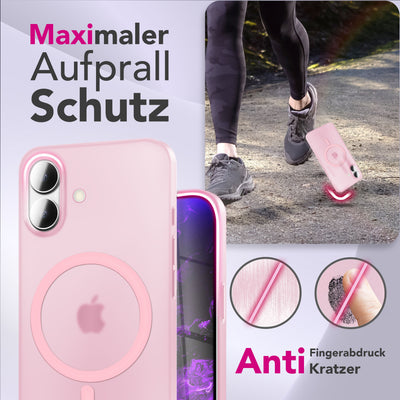NALIA Ultra-Slim Hardcase für iPhone 17 – MagSafe kompatibel & 0.3mm Dünn – THINIX (Matte Semi-Transparente Hülle) – Marke aus Berlin Rosa Transparent NALIA SlimFit Hüllen