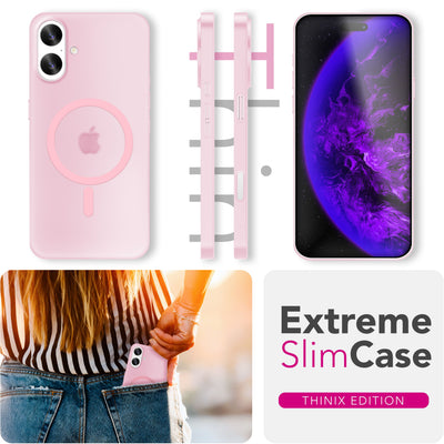 NALIA Ultra-Slim Hardcase für iPhone 17 – MagSafe kompatibel & 0.3mm Dünn – THINIX (Matte Semi-Transparente Hülle) – Marke aus Berlin Rosa Transparent NALIA SlimFit Hüllen