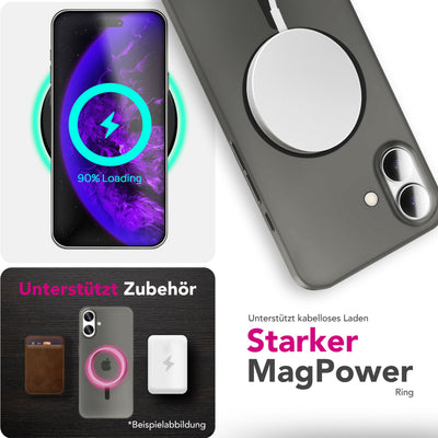 NALIA Ultra-Slim Hardcase für iPhone 17 – MagSafe kompatibel & 0.3mm Dünn – THINIX (Matte Semi-Transparente Hülle) – Marke aus Berlin Schwarz Transparent NALIA SlimFit Hüllen